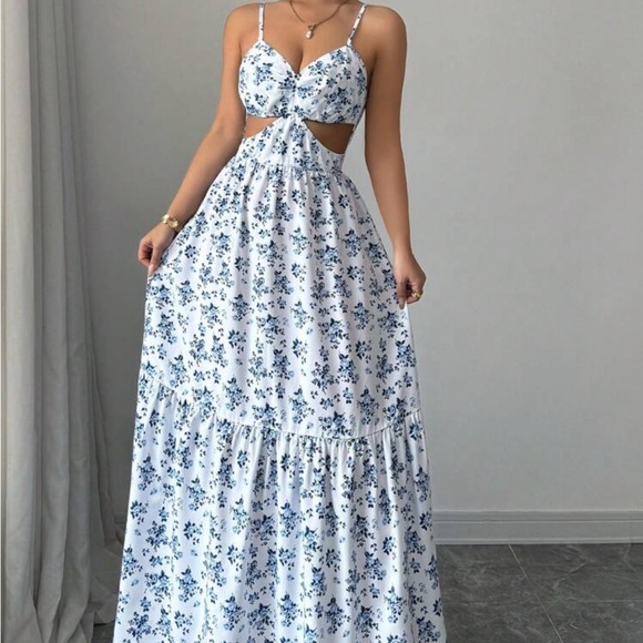 SHEIN Dresses & Skirts - SHEIN Blue Floral Maxi Dress Large